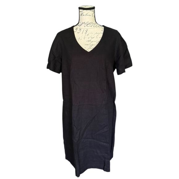 Original Nicole Miller Dresses & Skirts - Nicole Miller Original Black V Neck Linen Dress Size Large